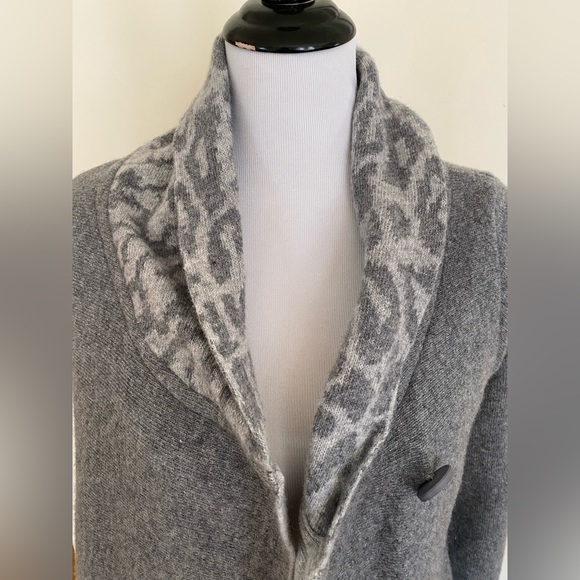 Chiaramente Made in Italy Wool Animal Print Cardigan Size Large - Picture 5 of 15